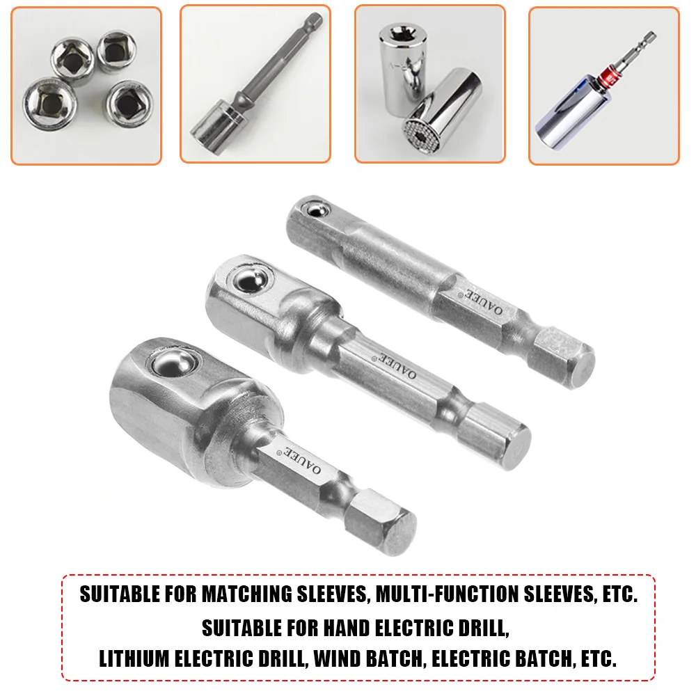 الكروم الفاناديوم الصلب المقبس محول عرافة عرقوب إلى 1/4 "3/8" 1/2 "تمديد لقم الحفر بار عرافة بت مجموعة أدوات كهربائية