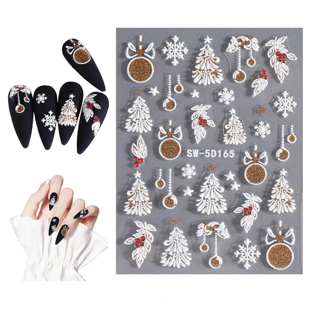 Winter Nail Design Stickers Christmas Nail Stickers Christmas Nail Art Sticker Set with 3d Embossment Santa Claus Snowman Elk