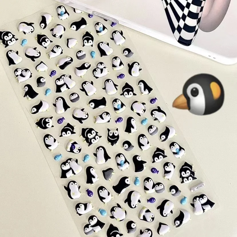 Steve 3d Penguin Stereo Bubble Sticker Mini Animal Phone Case Water Cup Decorative Sticker Student Stationery School Supplies