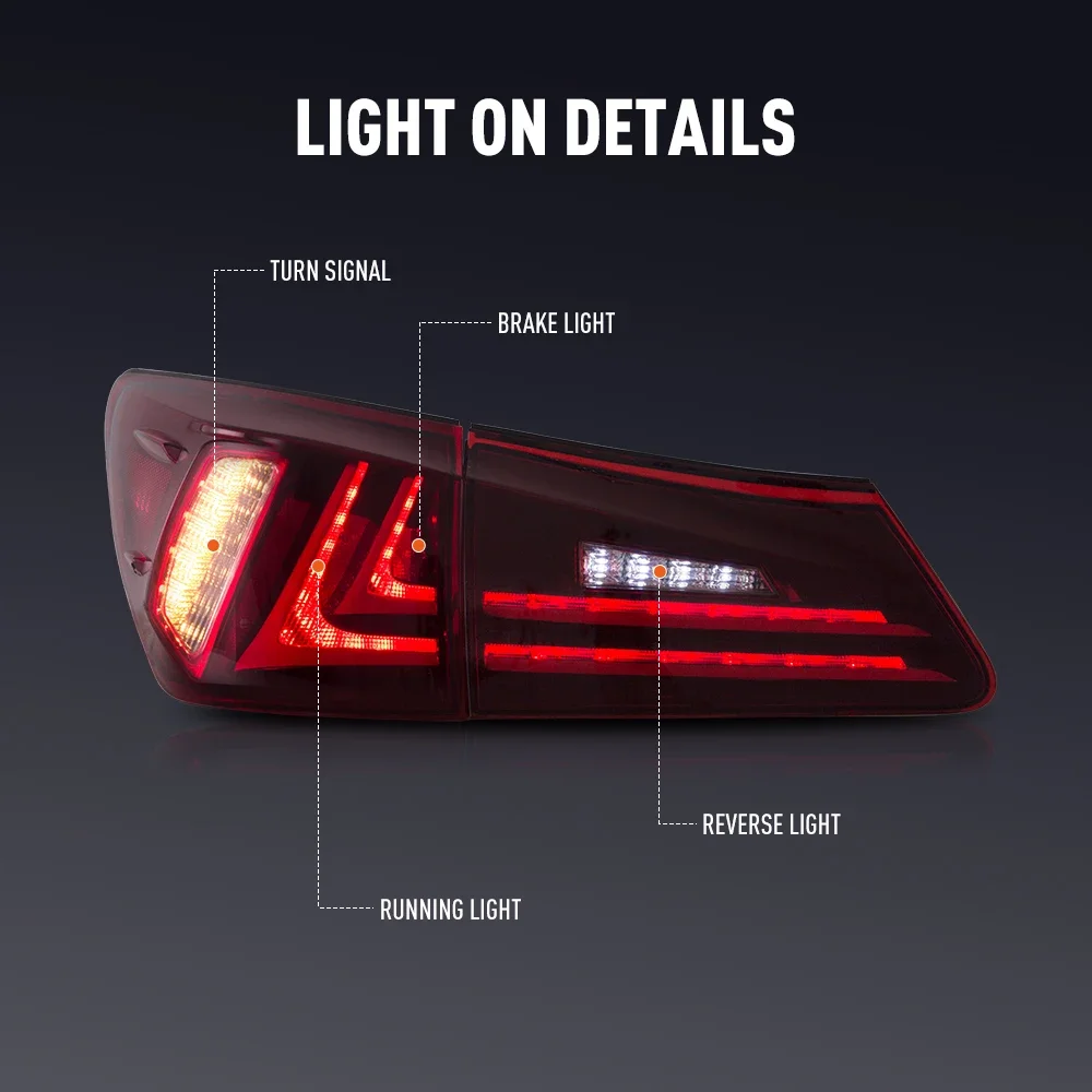 زوج من أضواء خلفية LED لكزس IS250 IS300 IS350 2006-2012 عكس الفرامل إشارة دوران سيارة الخلفية الذيل ضوء الجمعية