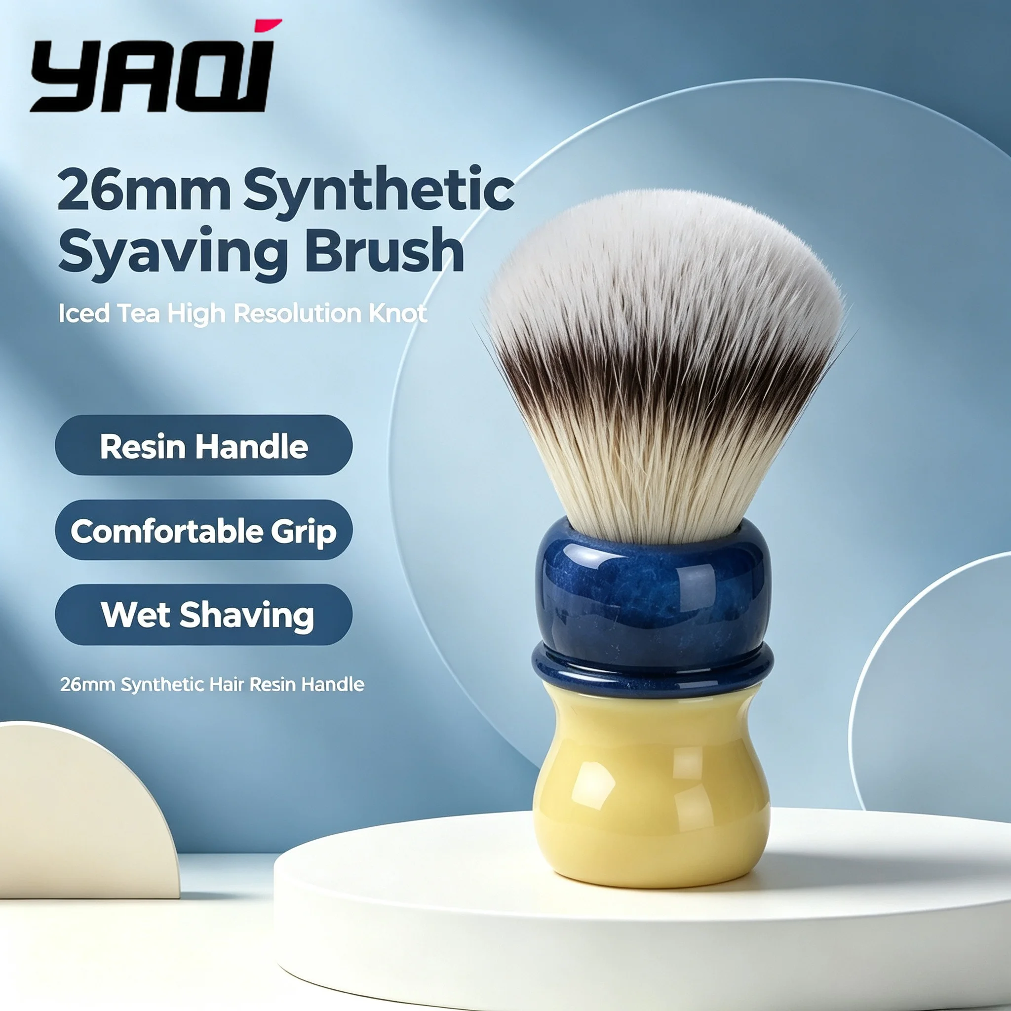 2026 YAQI Bingcha Hi-Res Knot Synthetic Hair Wet Shaving Brush for Men Iced Tea High Resolution Knot Shaving Brush