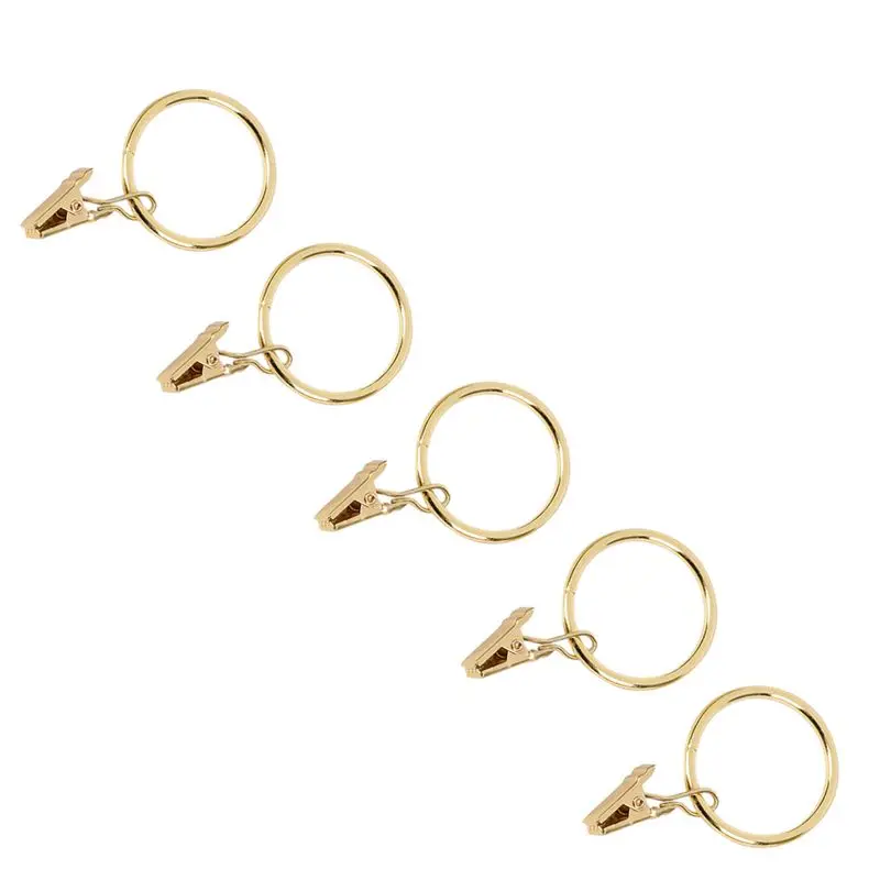 B03C-120PCS Curtain Rings With Clips, Strong Drapery Clips Hooks On Tension Rod Bracket, 1.26 Inch Interior Diameter