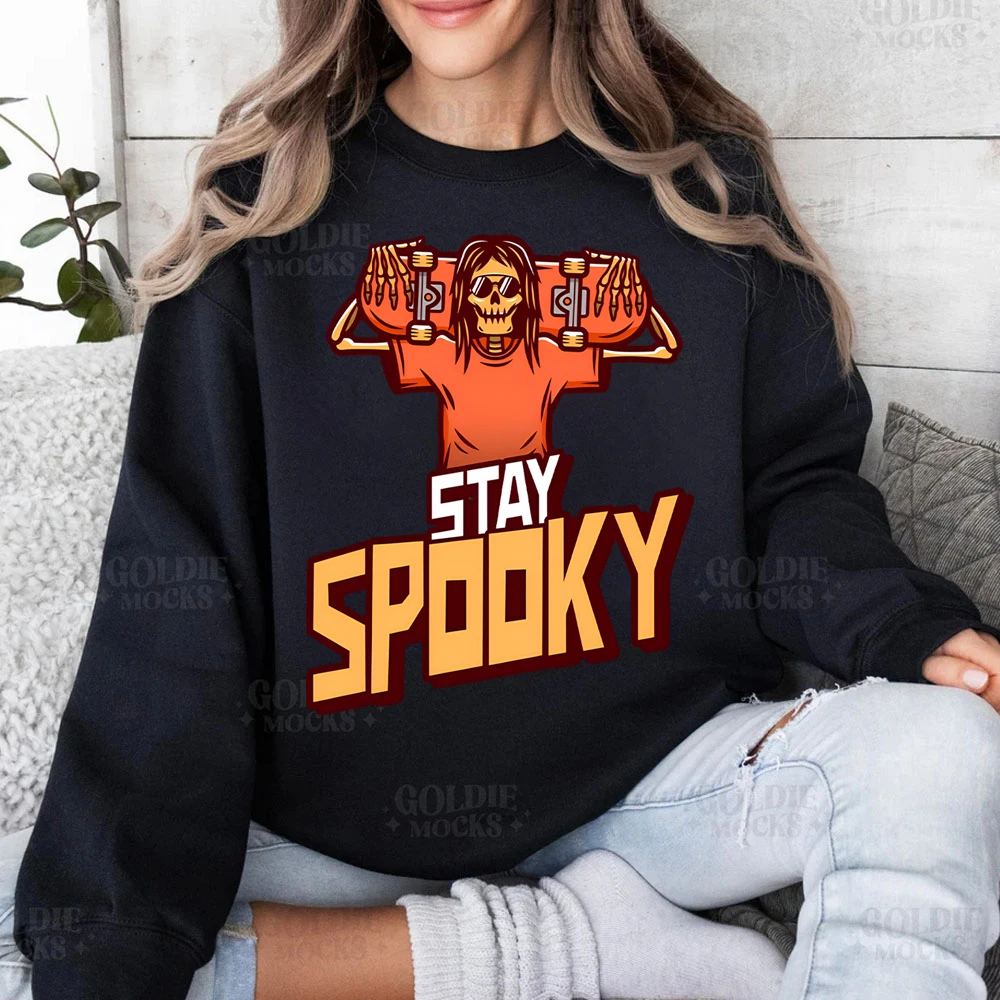 

Stay Spooky Skater Hoodie Skater Halloween Womens Clothing Skateboard Hoodies Spooky Season Gift Sweatshirt Fun Halloween Hoodie