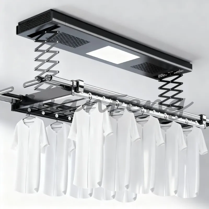 Electric telescopic dryer, intelligent remote control lifting four-pole household balcony hanger