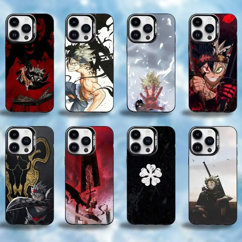 Capa de telefone trevo preto A-Asta para iPhone17,16,15,14,13,12, Pro Max capa de telefone colorida preta