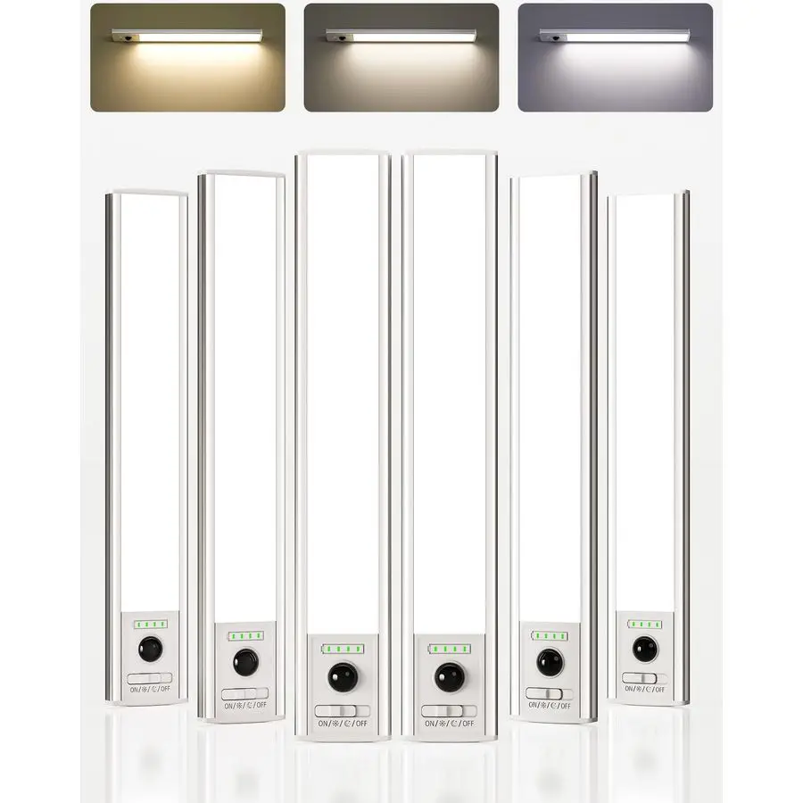 

12inch Under Cabinet Lighting Wireless with Battery Indicator, 2500mAh Rechargeable Motion Sensor Light Indoor, 96 LED Under Cou