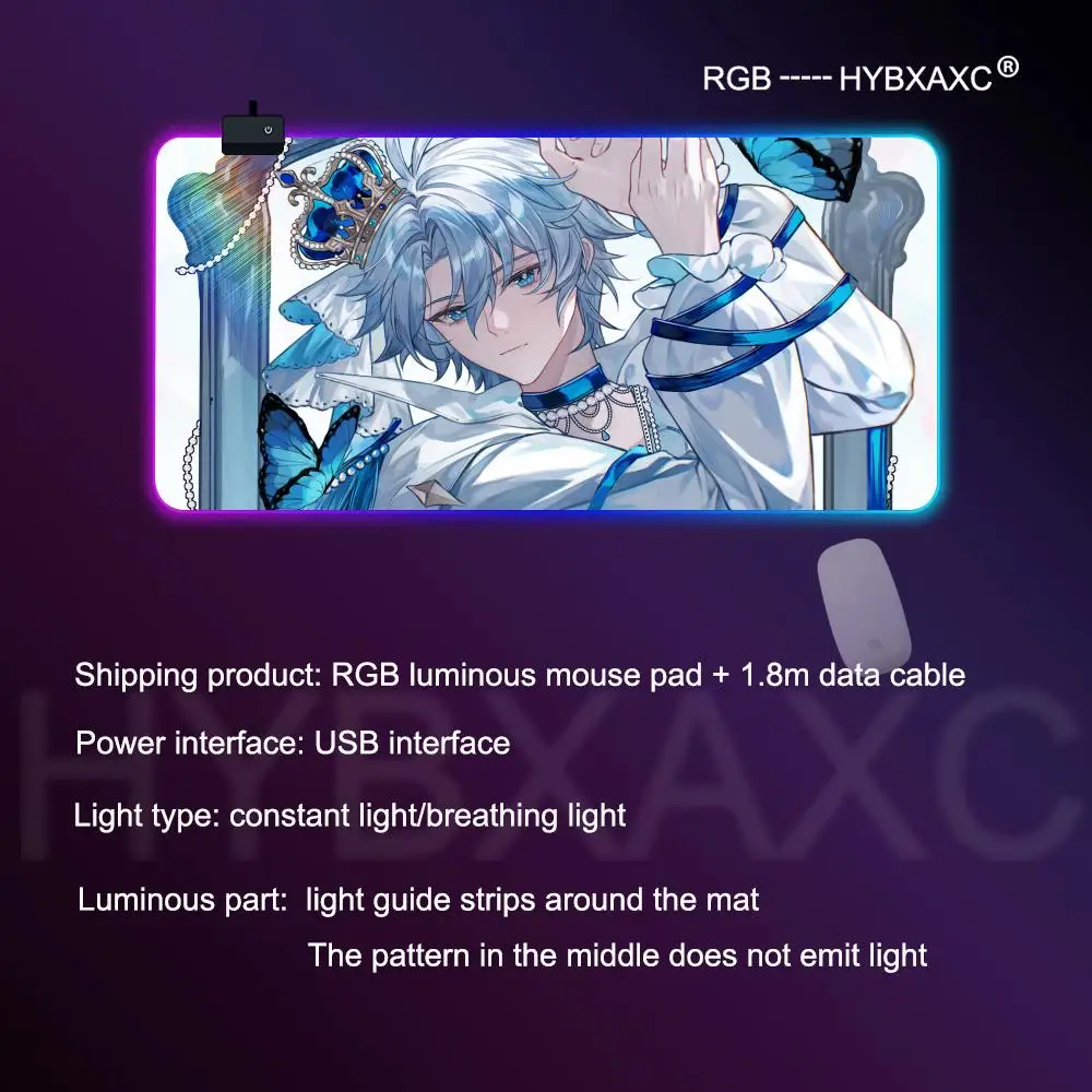 

Honkai Star Rail Phainon Аниме Коврик для мыши RGB Игровой коврик для мыши Настольный коврик HD Gamer Большой светодиодный светильник XXL Коврики для мыши ПК Компьютерный ковер