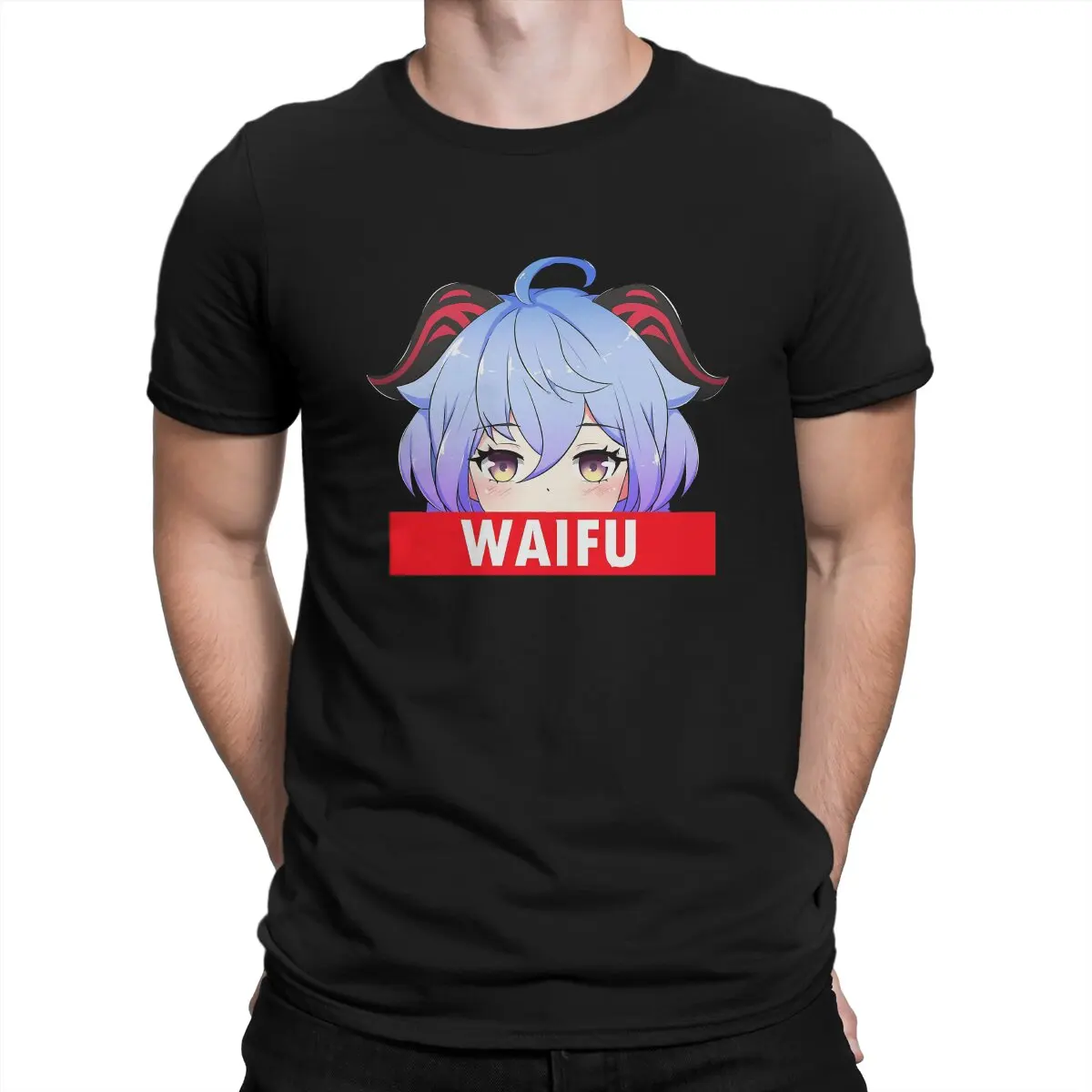 Waifu Man's TShirt Genshin Impact Game Crewneck Short Sleeve Fabric T Shirt Funny High Quality Birthday Gifts