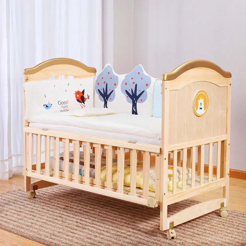 

Baby Cribs Solid Wood Unpainted Multifunctional Cradles Spliced Baby Cribs European Manufacturers in Batches