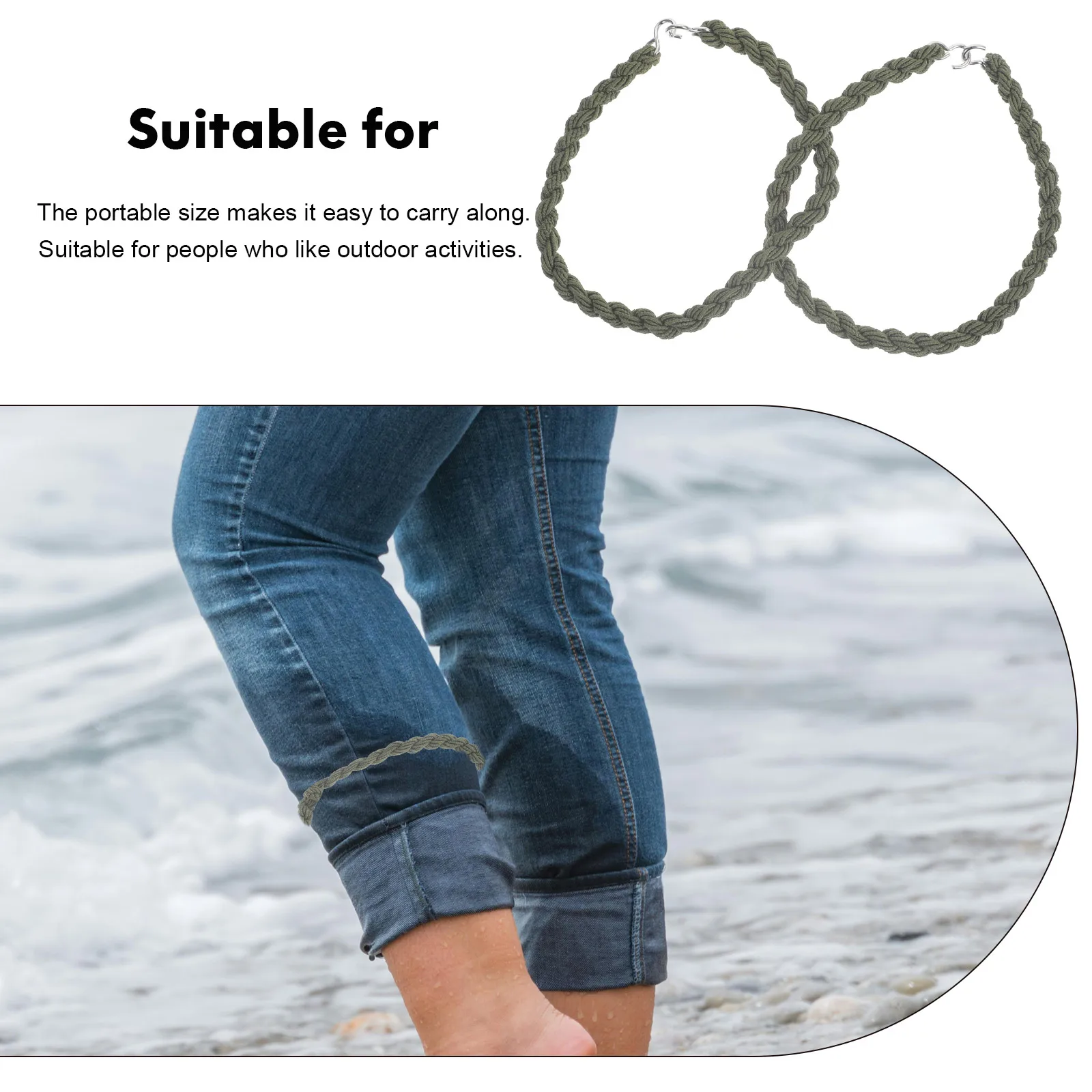 

6pcs Black Lightweight Boot Ropes Boot Bands Leg Straps Pant Ropes Portable Outdoor Hiking Accessories Lightweight Sand Free
