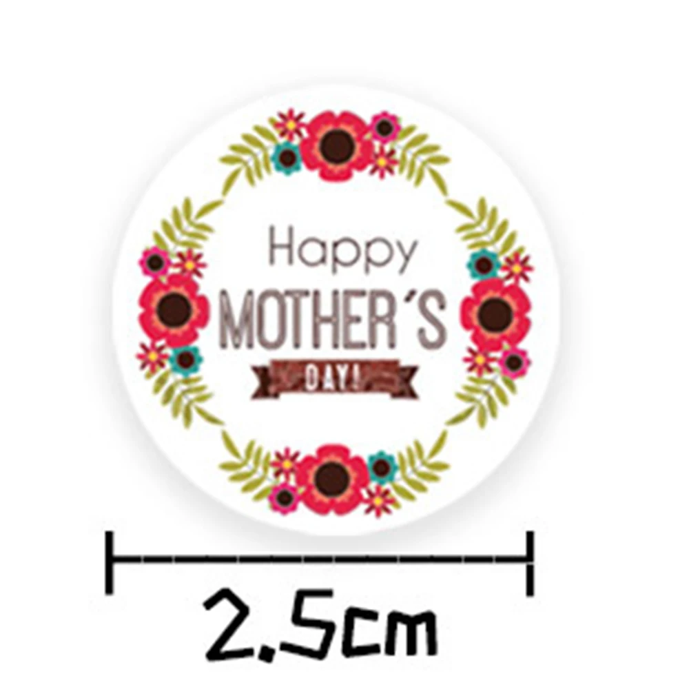 50-500pcs Happy Mothers Day Stickers Round Thank You Stickers For Gift Cards Decoration Envelope Seals Gift Wrap Party Favor