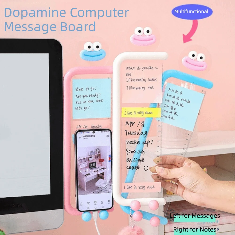 Afbeelding 5: Transparant computerscherm-prikbord, zelfklevend, multifunctioneel memobord voor computerschermen met ophanghaak