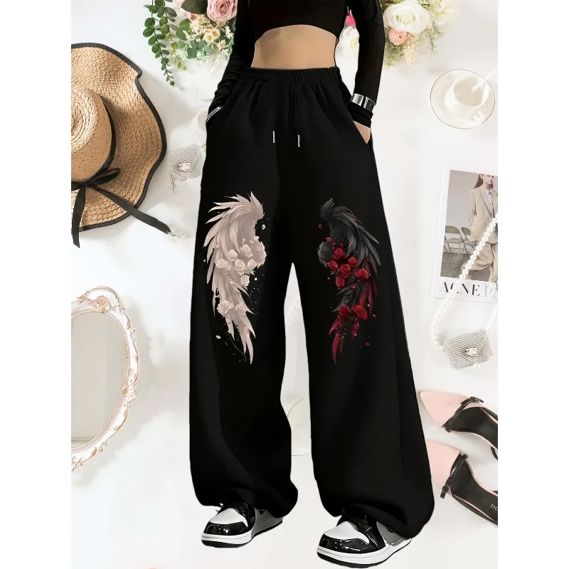 Ladies' American Street Style Dark Gothic Straight Leg Sweatpants Autumn and Winter New Item Unisex