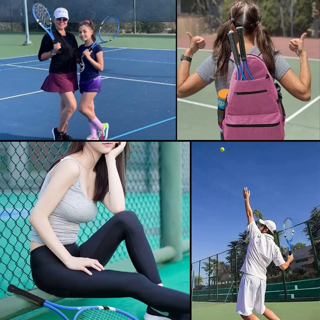 Tennis Rackets 2 Players Recreational for Beginners,Pre-Strung 27 Inch Light Adult Racquet Set for