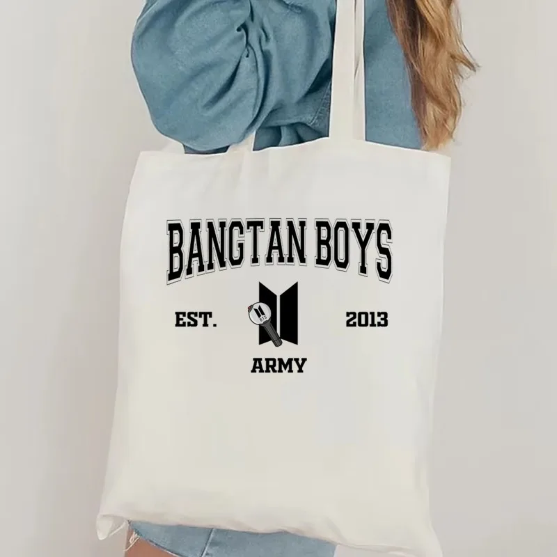 Kpop Army Popular Tote Bag Bangtan Boys Shoulder Bag Kpop Fan Gifts Bangtan Merch Korean Pop Group Member Women's Tote Bag