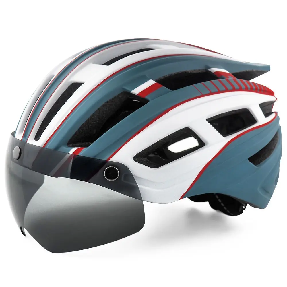 

Новый велосипедный шлем с очками и подсветкой - Защитный шлем для мужчин и женщин - Велоаксессуары