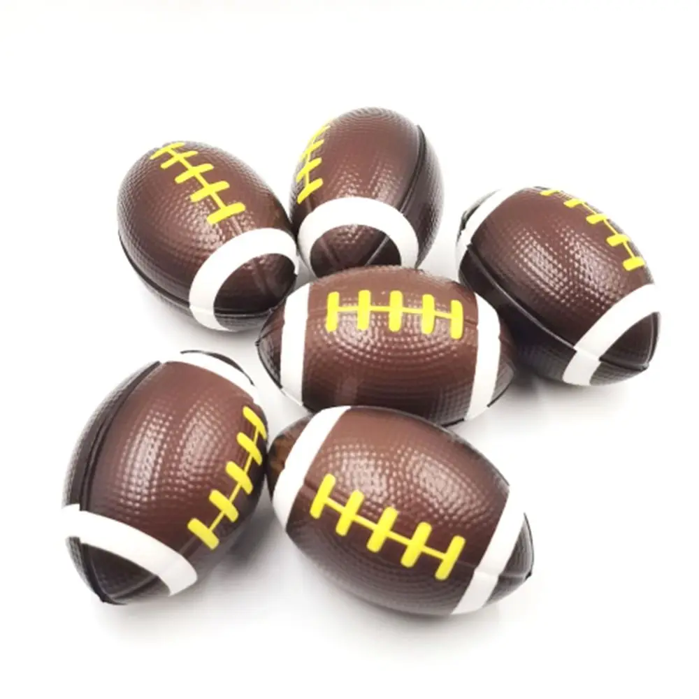 4Pcs Retro PU Soft American Rugby Mini Slow Rebound Fidget Toys Pattern Carving Soft Sports Rugby Football Training Ball