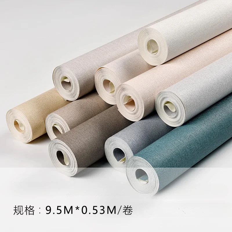 Solid Color Retro Nostalgic Industrial Style Linen Cloth Pattern Cement Pattern Peacock Blue Nordic Brushed Wallpaper