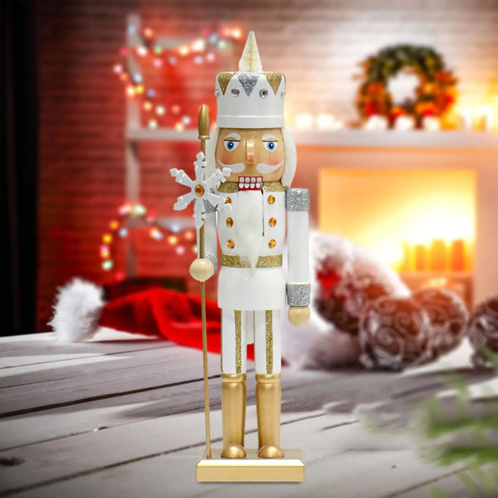 Nutcracker Statue Wood Nutcracker Figurine for Holiday Tabletop Fireplace