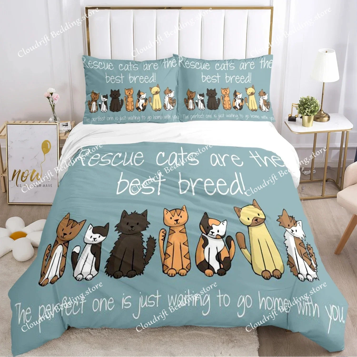 

Fashion Duvet Cover Cartoon Bedding Set Cat Dog Animal Soft Quilt Cover and Pillowcases for Teens Boys SingleTwinQueenKing