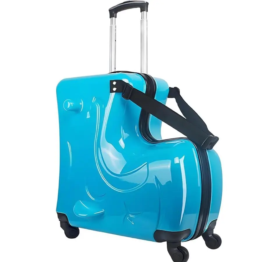 

Kids Ride On Suitcase with Wheels and Password Lock, Scooter Luggage for Toddlers Travel, Durable Childrens Suitcase for Boys am
