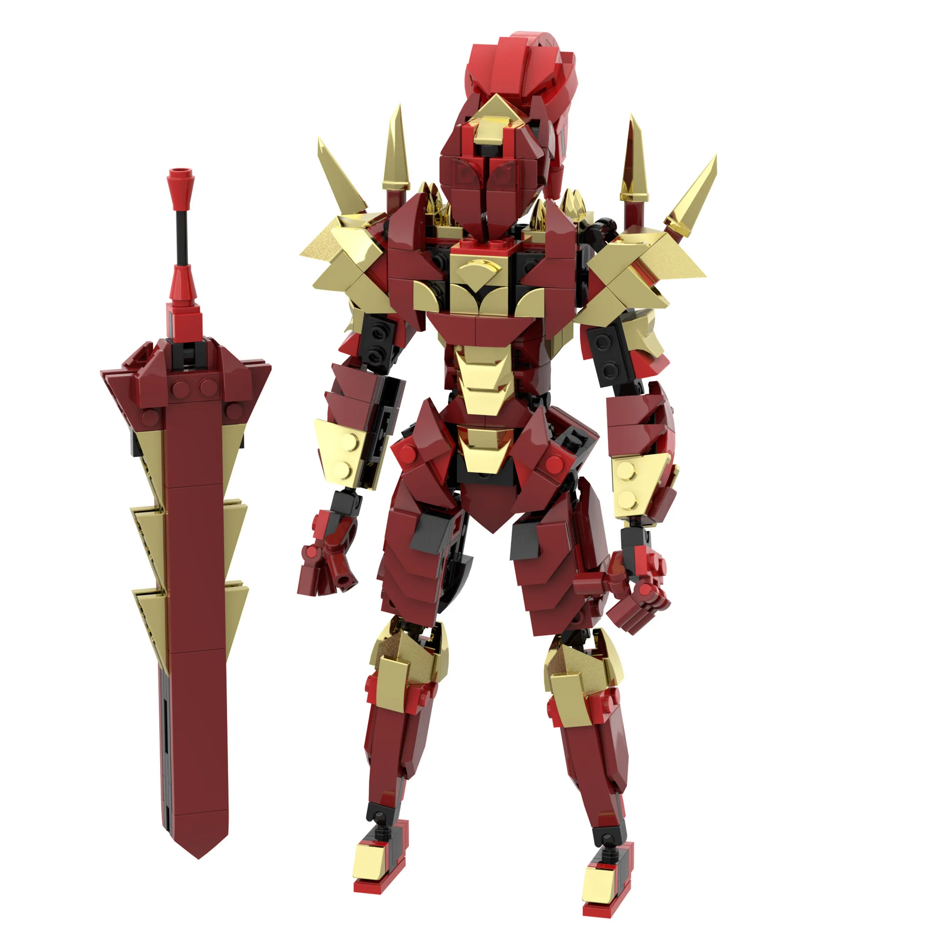 MOC Mecha Series Knight Enhanced Red Yeglitte Model Brick DIY Puzzle Toy Children's Gift