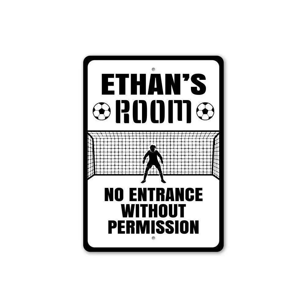 CIFbuy Personalized Text White Metal Sign, Custom Text Soccer Room Wall Ornament (Only For Decoration)