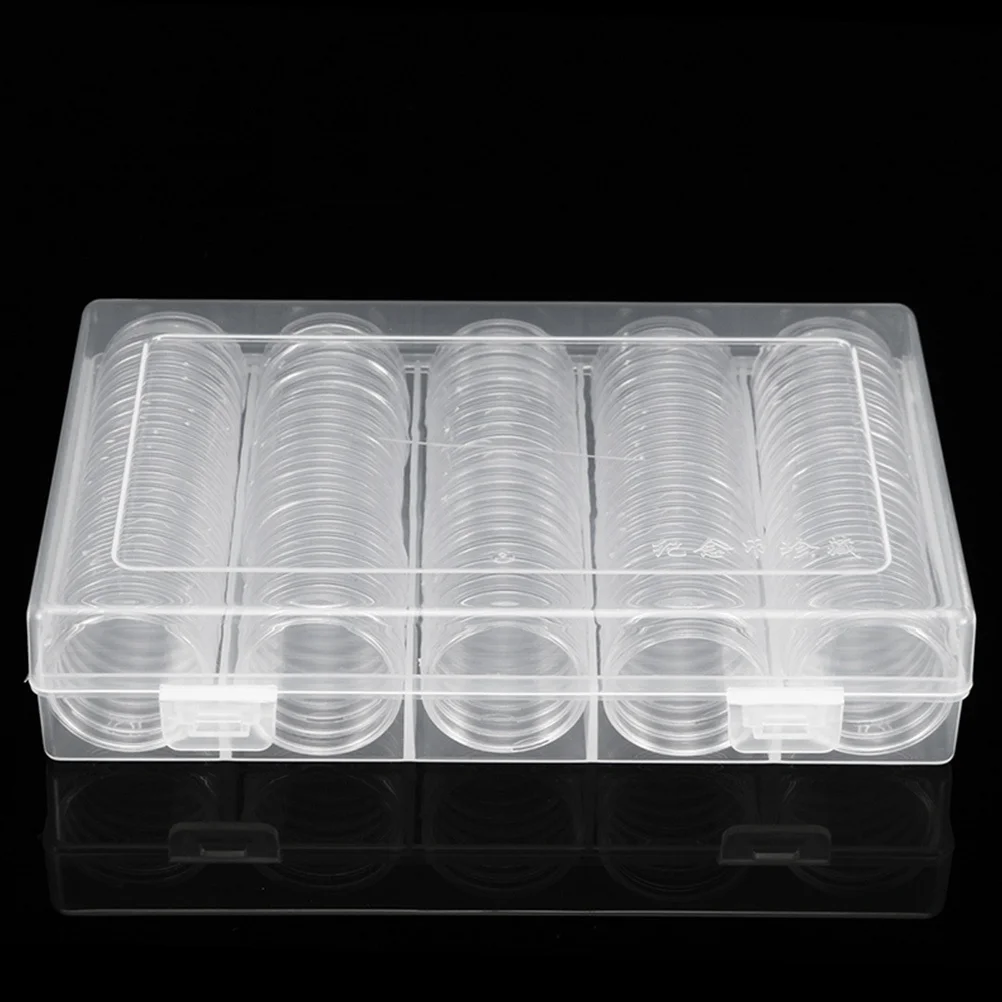 

1Set Coin Storage Box Hard Clear Plastic Coin Holder Crescent Opening Anti Oxidation Protective