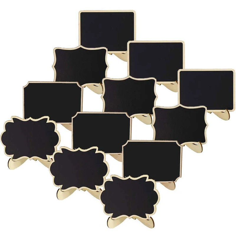 100x75mm 10Pcs Portable Chalkboards Signs with Easel Stand Chalkboard Blackboard Wood Place Cards for Weddings Birthday Message