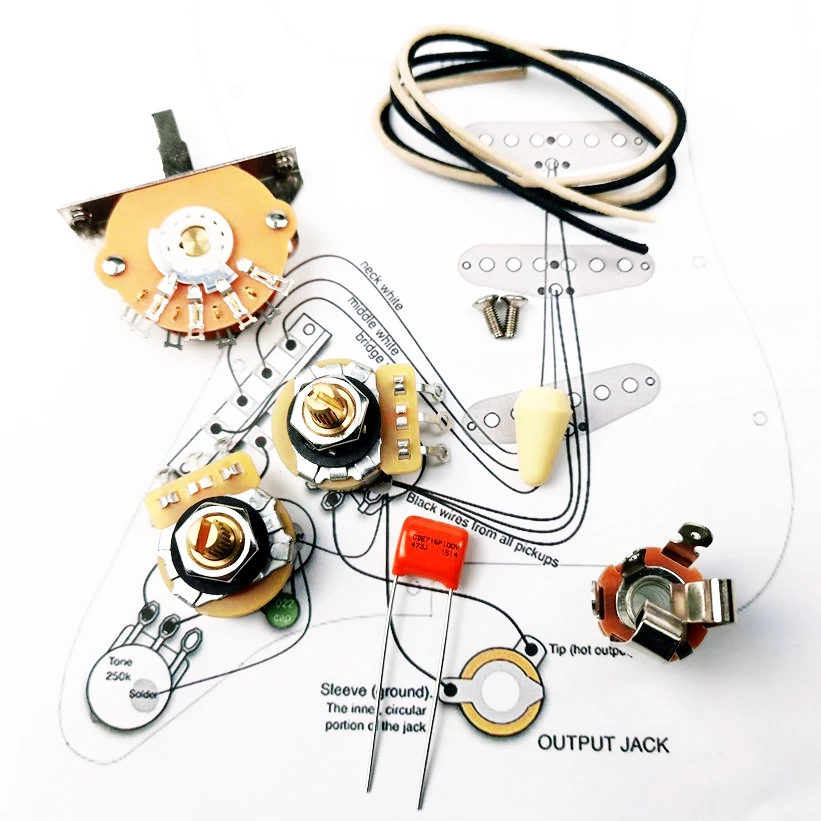 

Guitar Potentiometer 250K Copper shaft Wiring Kit for- CDE 716P .047 100V Orange Drop Cap +Welding line drawing