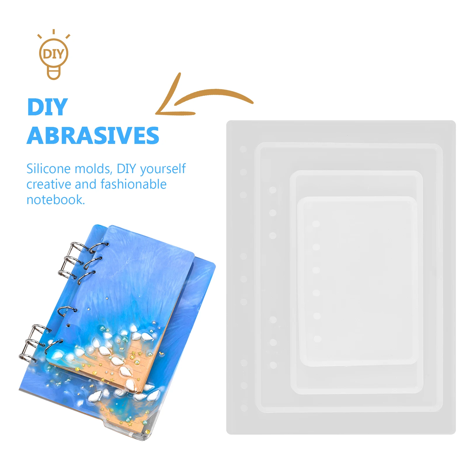 4 Pcs Crystal Epoxy Mold Notebook Silicone Resin Molds Tray for Books DIY Silica Gel Cover