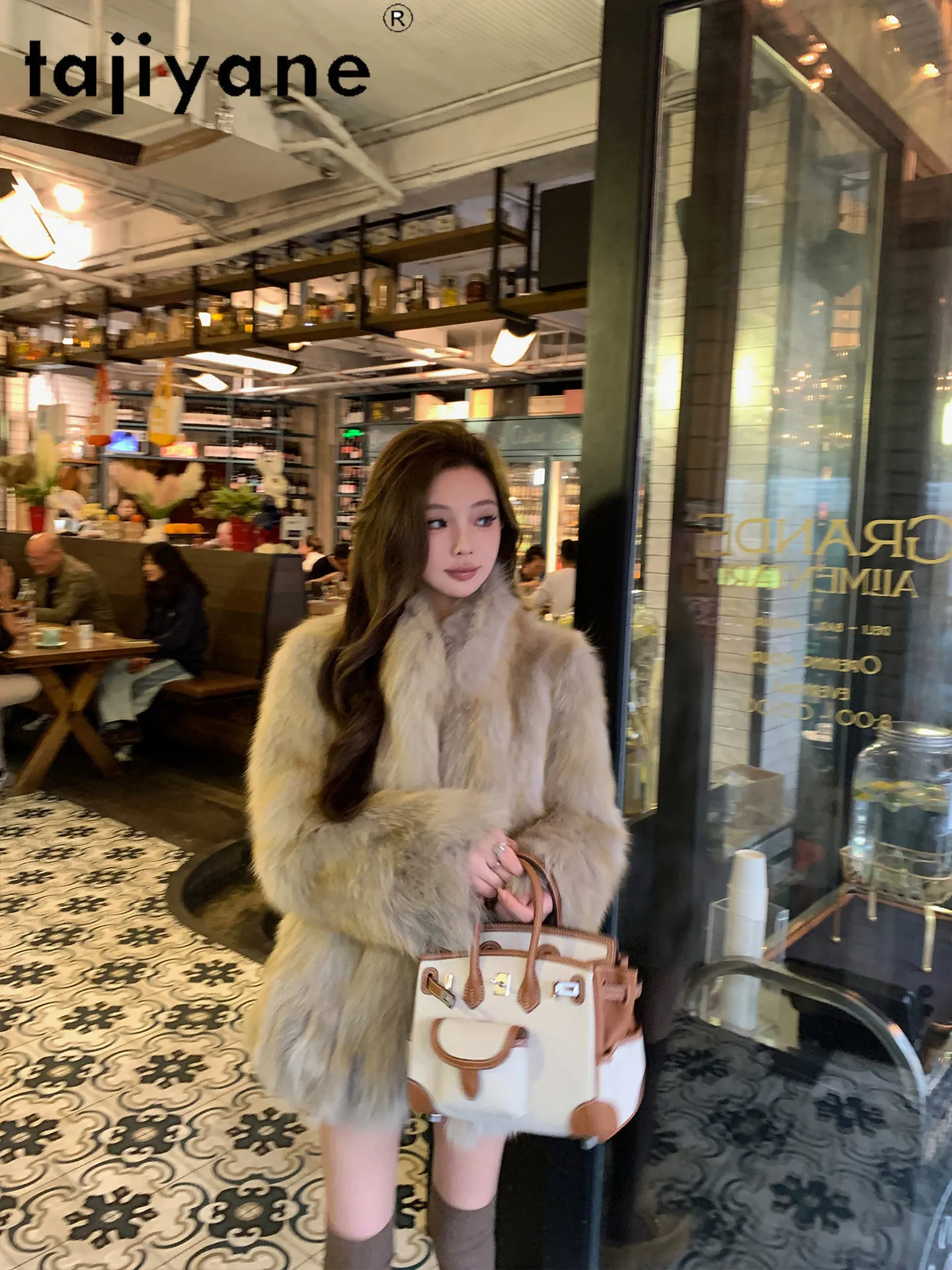 TAJIYANE Natural Fox Belly Fur Jacket Women Two-Tone Gradient Winter Coats Mid-Length Real Fur Coat Woman Clothing 68cm 2026шуба