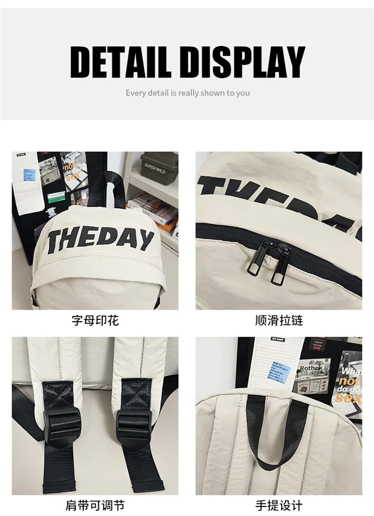 حقيبة ظهر للجنسين من النايلون، حقائب مدرسية كاجوال، حقيبة ظهر يومية للسفر في الهواء الطلق، حقيبة مدرسية كبيرة، حقائب حرم الجامعي للطلاب