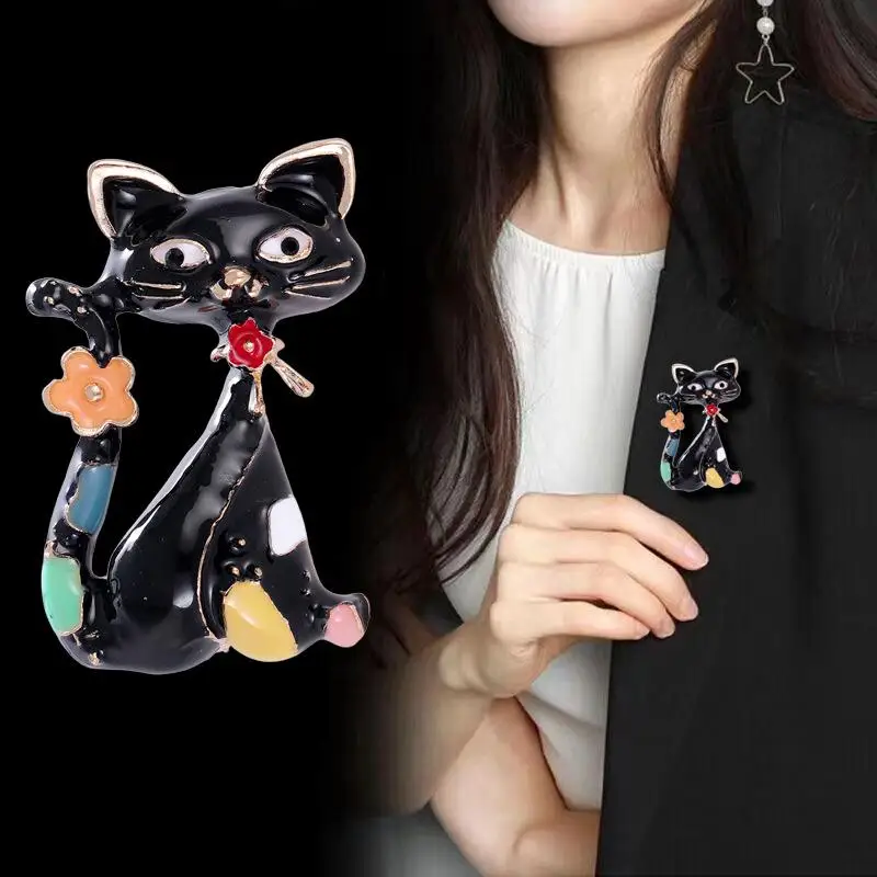 Cartoon Chinese Style Cat Enamel Brooch Pin Art Abstract Animal Kitten Pins Lapel Backpack Badge Gifts Jewelry Accessories