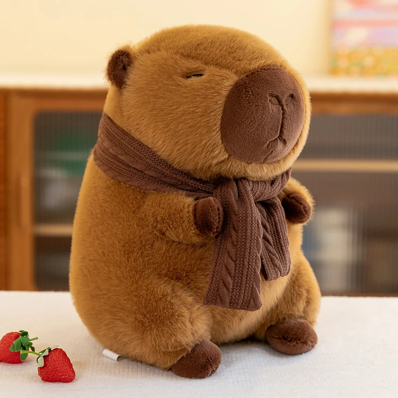 Scarf Capybara Plush Doll Cute Capibara Anime Fluffty Toy Kawaii Plush Birthday Doll Gift For Girl Friend Soft Stuffed Animals