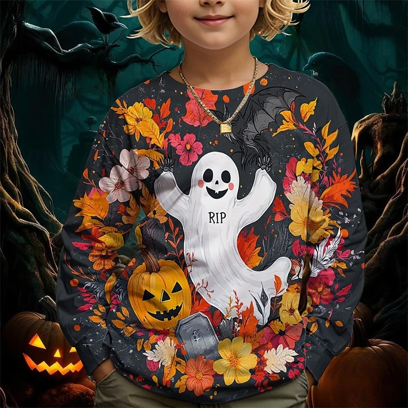 2024 Halloween Pumpkin 3D Digital Printing Pullover Sweater Christmas Eve Couple Performance Costume Hot Sale