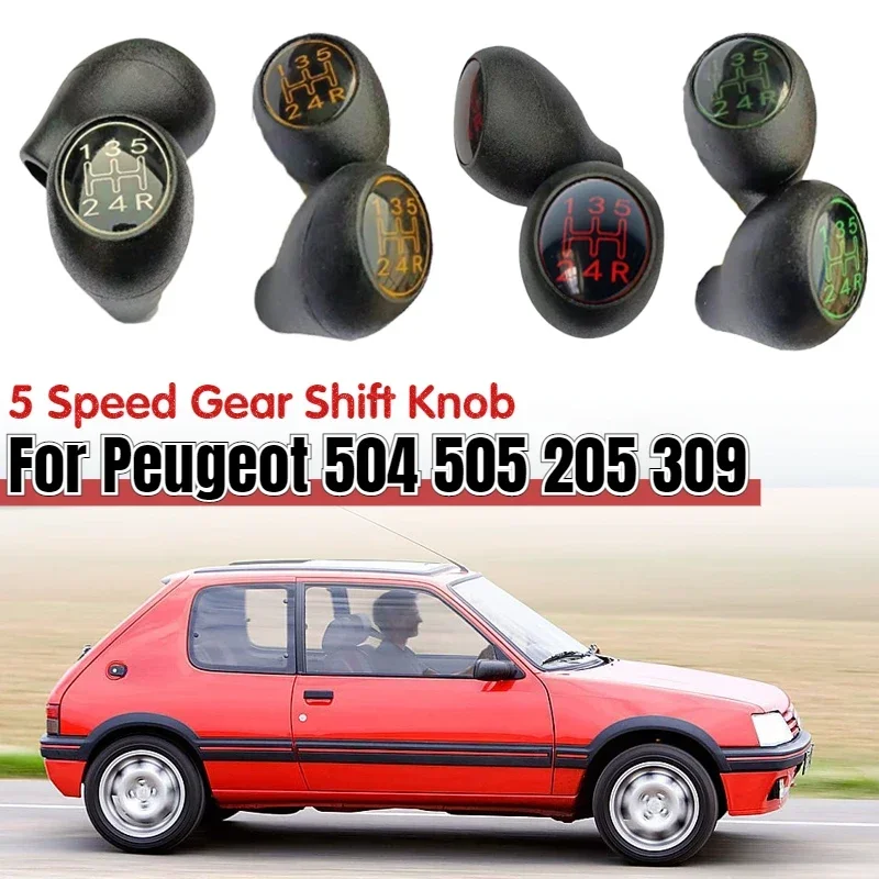 Black & Silver / Red / Green / Yellow 5 Speed Gear Shift Knob Lever Fit For Peugeot 504 505 205 309