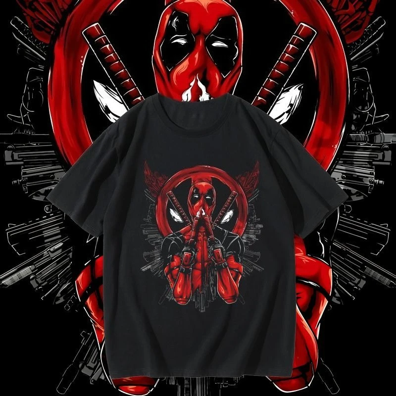 تي شيرت Marvel Genuine Marvel Deadpool 3 Joint بأكمام قصيرة للرجال والنساء من فيلم Deadpool بأكمام قصيرة ريترو جديد