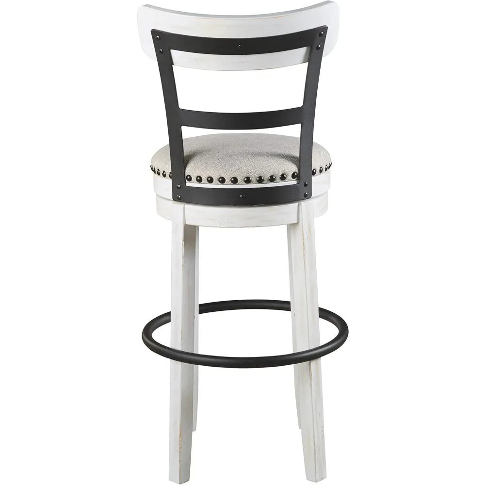 Valebeck 30" Modern Swivel Pub Height Barstool, Whitewash