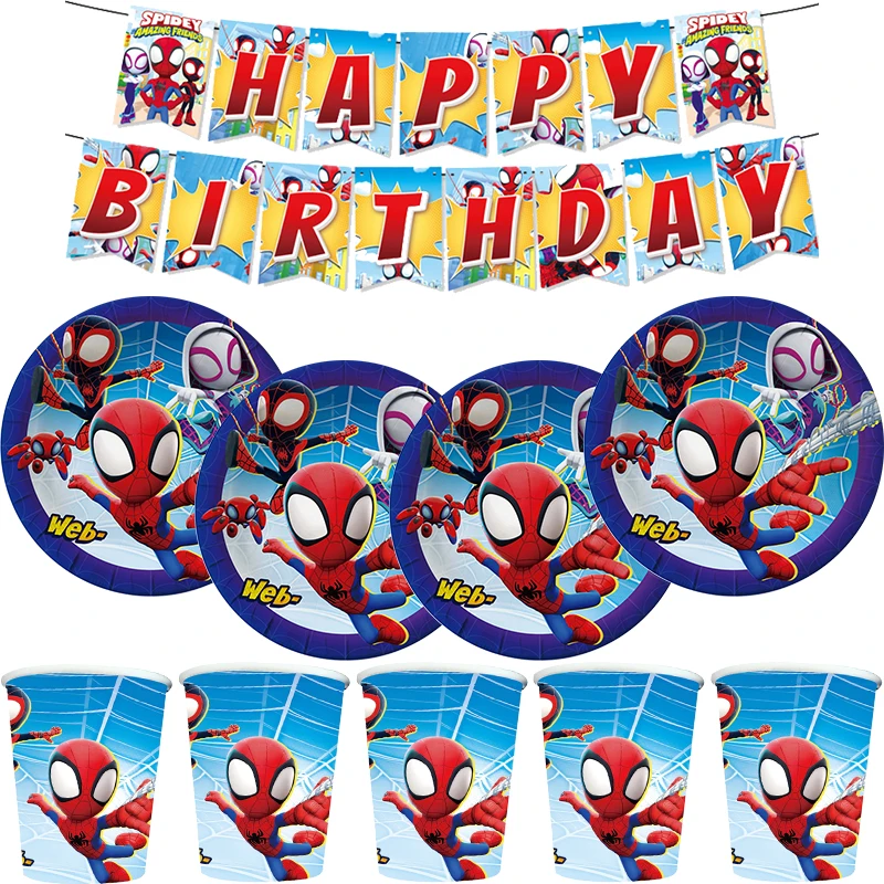 Spidey And His Amazing Friends Birthday Decoration Party Tableware Cup Plate Spidey Balloon Party Supplies Baby Shower Kids Gift