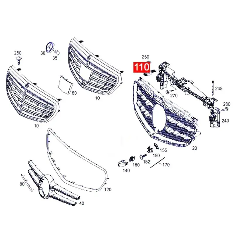 Excellent-Front Bumper Grille Set Bumper Grille Bumper Grille For Benz W212