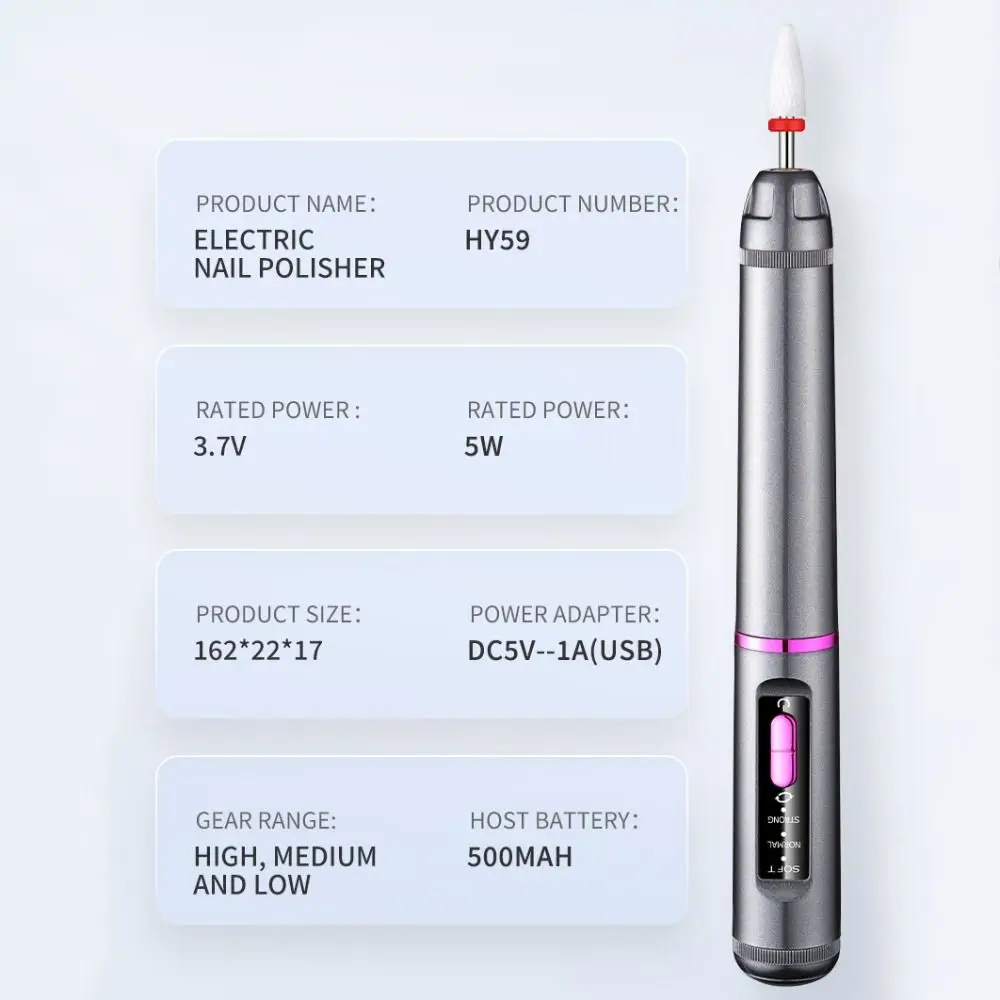 Perceuse à ongles électrique à grande vitesse, outil professionnel Portable pour enlever les ongles, 3 vitesses, équipement de manucure à faible bruit