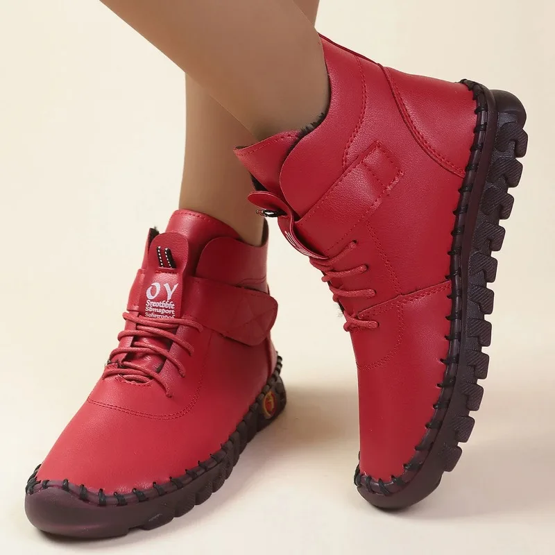 2024 nowe zimowe buty damskie ze skóry sto wysokie buty miękkie botki bawełniane Botas De Invierno Para Mujer