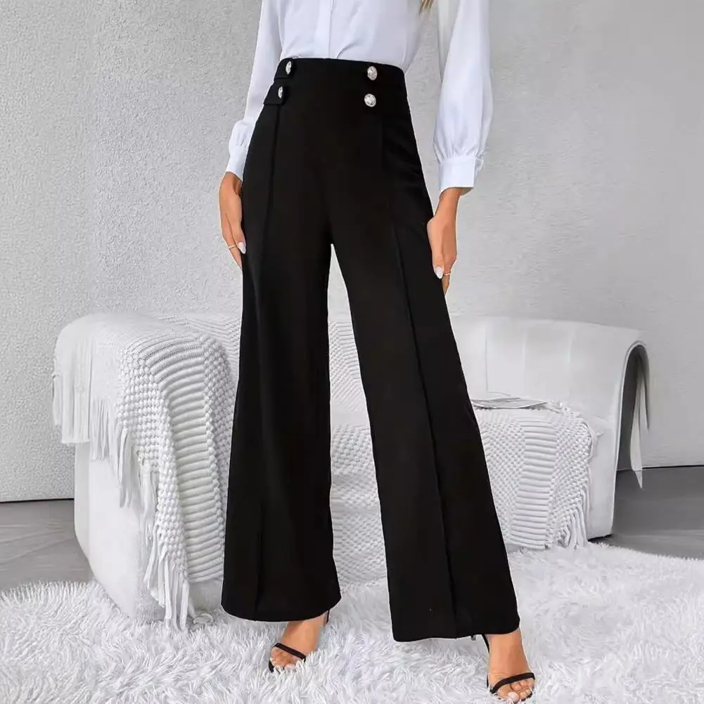 

Women Work Pants Stylish High Waisted Wide Leg Pants for Women for Work Wear Spring Autumn Featuring Button Detail Women