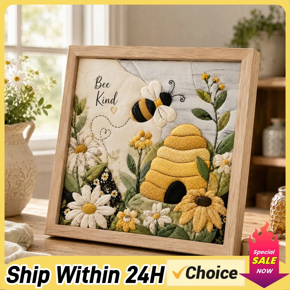 Bee Punch Needle Stickerei DIY Kinusaiga Stoff-Poke-Art-Set Anfängerfreundliches Handgemachtes DIY Stoff-Mosaik Wandkunst-Bastelset ohne Nähen