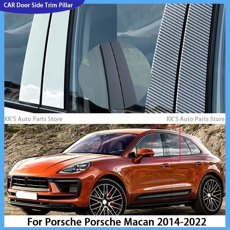 

6Pcs Gloss Black Pillar Posts Fit For Porsche Porsche Macan 2014-2022 Door Side Decor Window Sitcker Cover Accessories
