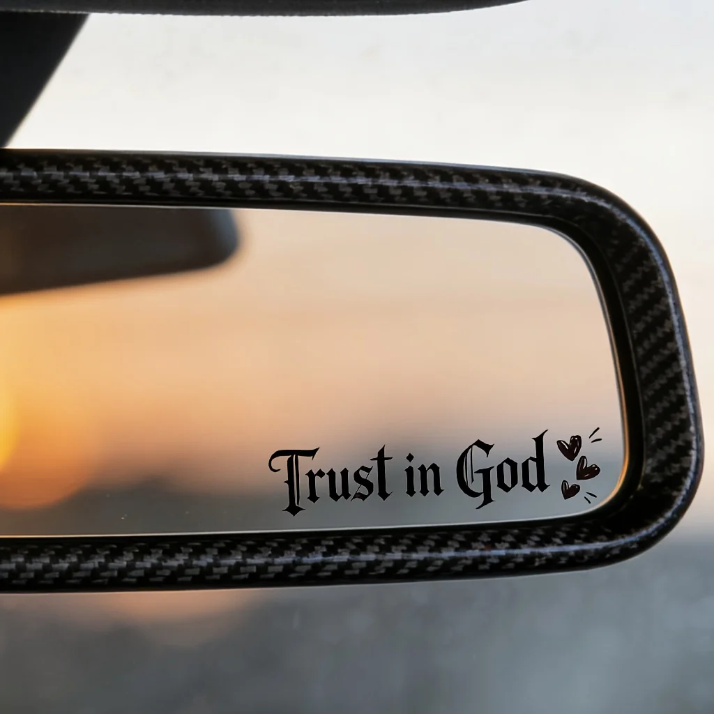 

2pcs "Trust In God" Heart Vinyl Sticker, Religious Inspirational Waterproof Decal for Car Mirror Motorcycle Helmet Phone