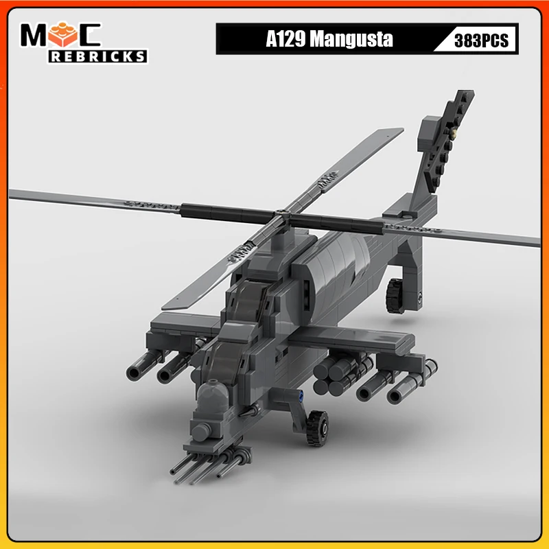 MOC Militaire Serie Bouwstenen A129 Mangusta Bell AH-1Z Viper Aanval Helikopter Model DIY Technologie Bricks Speelgoed Kerstcadeaus