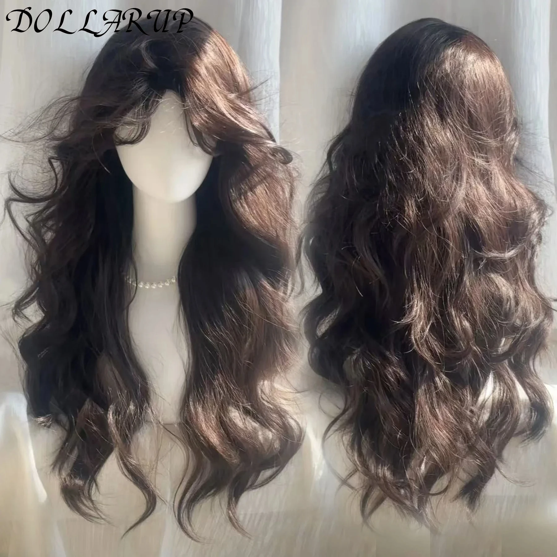 JKL موضة جديدة بيع شعر مستعار من الألياف الاصطناعية أنثى الانفجارات الهوائية شعر طويل مجعد موجة كبيرة مزاجه إصلاح الوجه شعر مستعار رئيس مجموعة #1