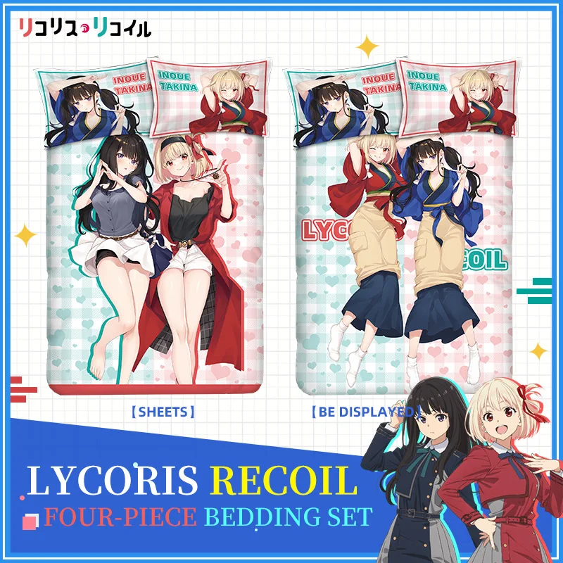 Anime Cartoon Duvet Cover Sets Lycoris Recoil Comforter Bed Linen Chisato Nishikigi Bedding Set